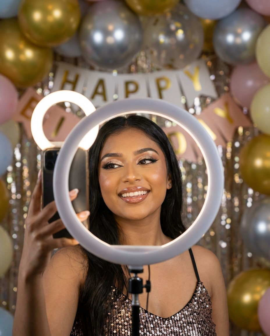 Ring Light Glam AI portrait example — Gemini AI Prompt for Girlfriend Birthday
