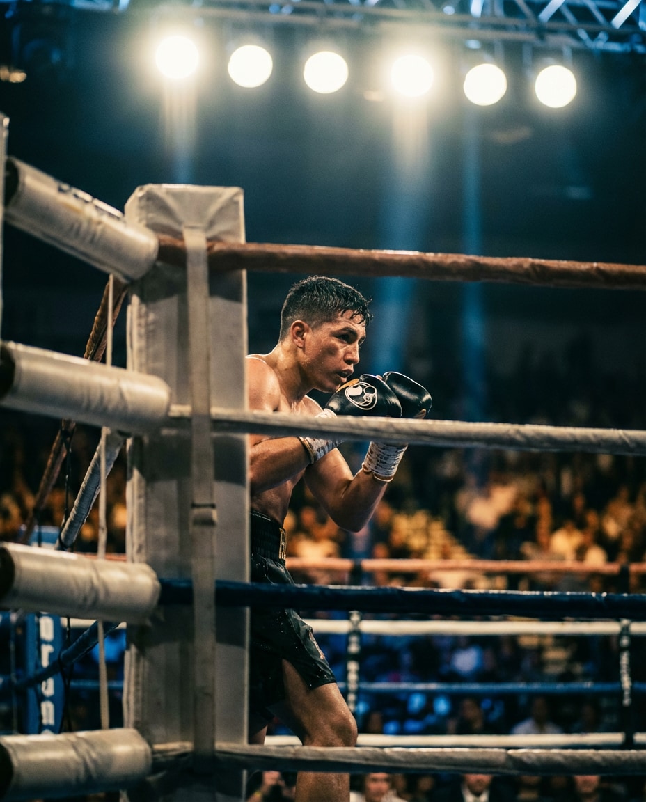 Ringside Crowd Blur AI portrait example — Gemini AI Boxing Photo Prompts