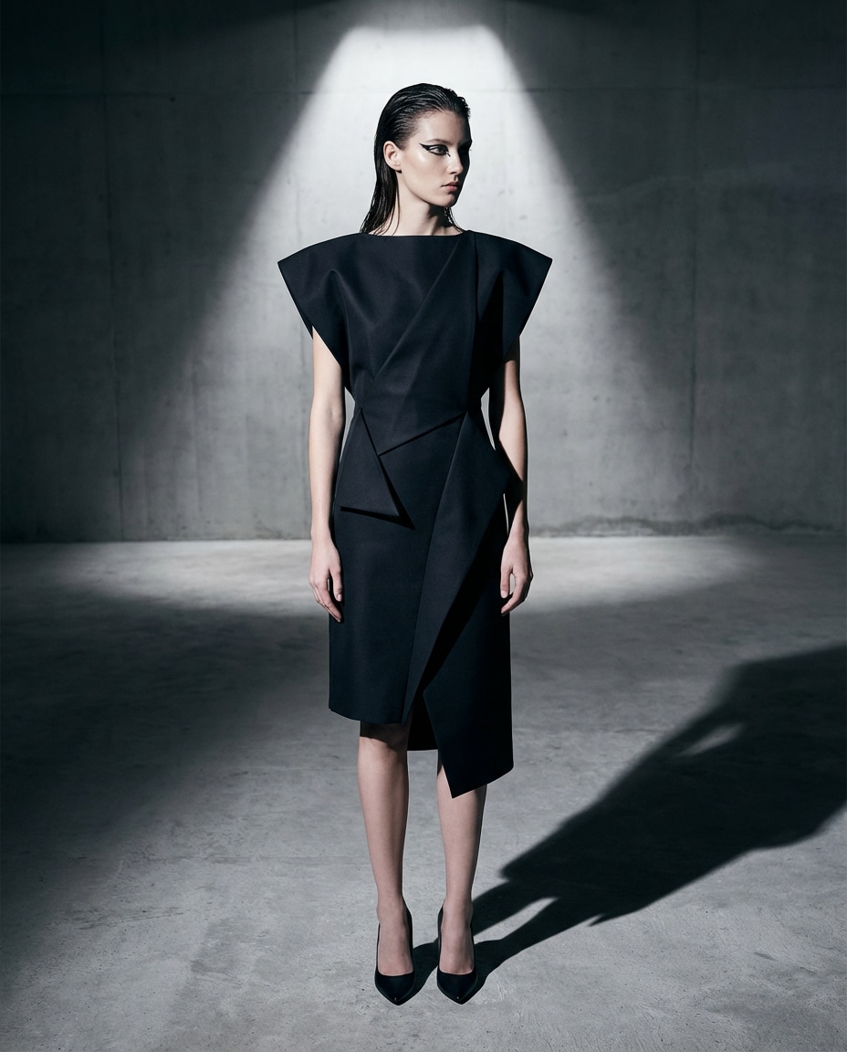 Runway Editorial Pose AI portrait — Gemini AI Short Dress Prompt
