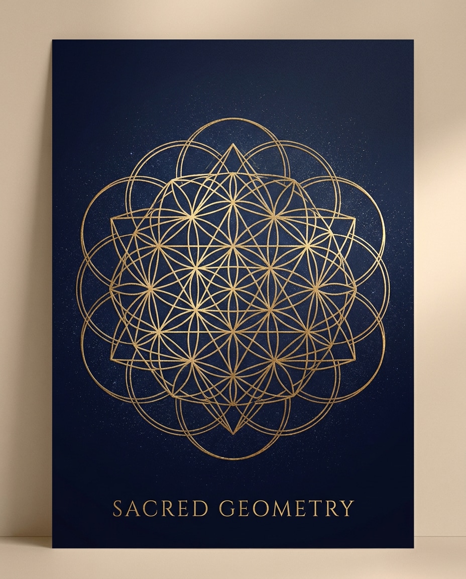 Sacred Geometry Gold AI portrait — Geometric Poster Prompts