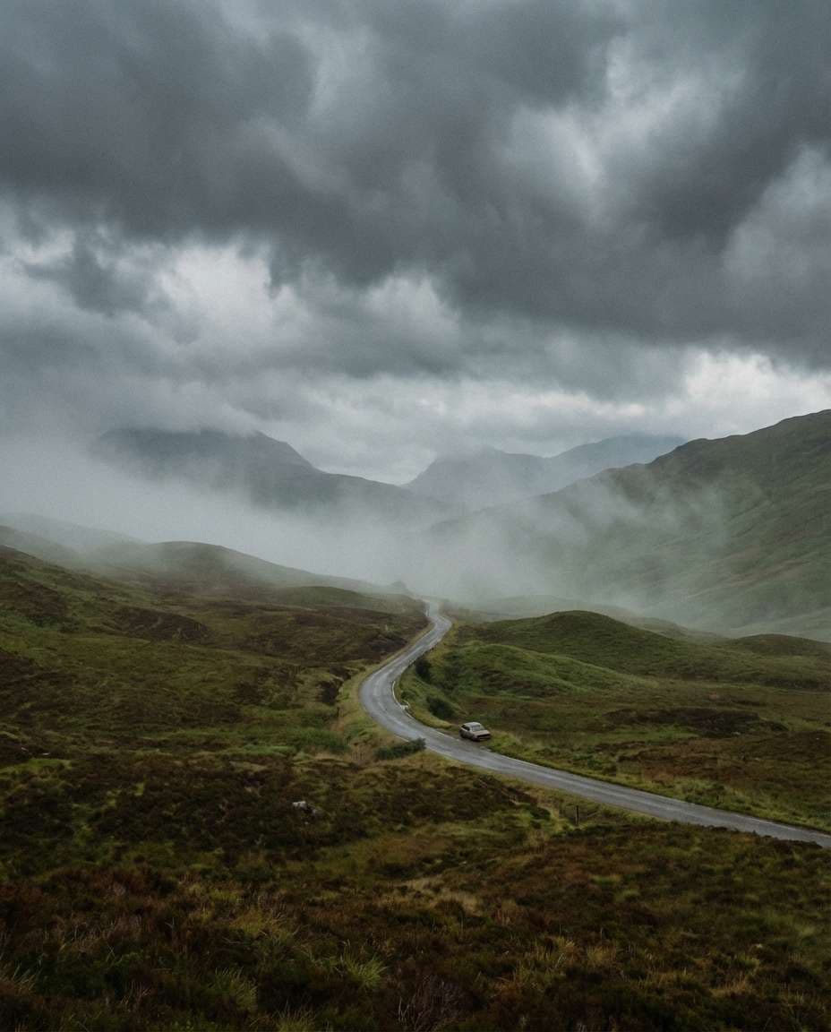 Scottish Highlands Moody AI portrait example — Gemini AI Landscape Photo Prompt