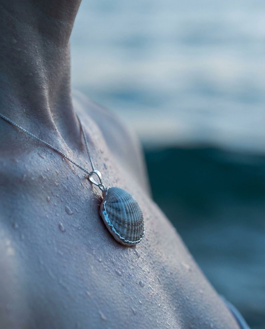 Seashell Necklace Detail AI portrait — Gemini AI Prompt Sza Over The Sea