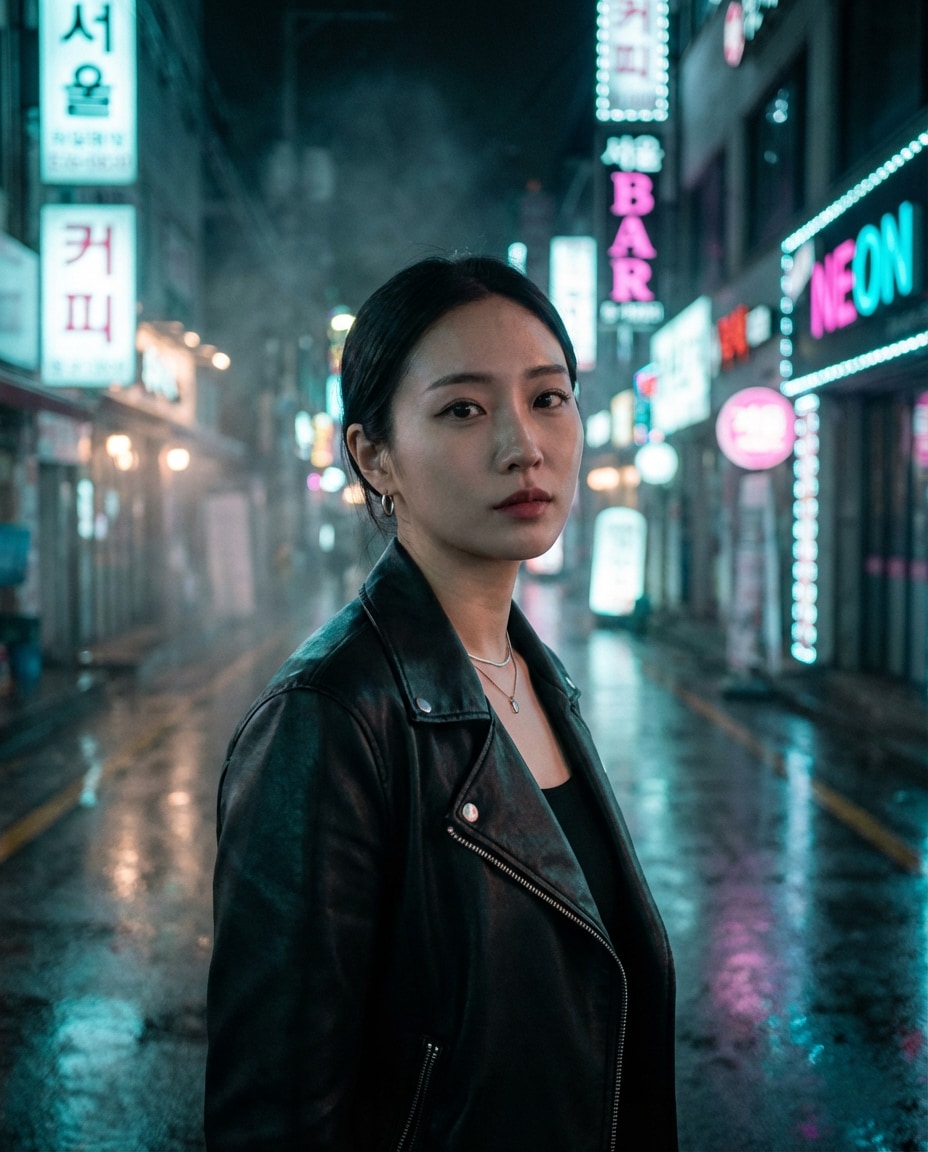 Seoul Night Neon AI portrait