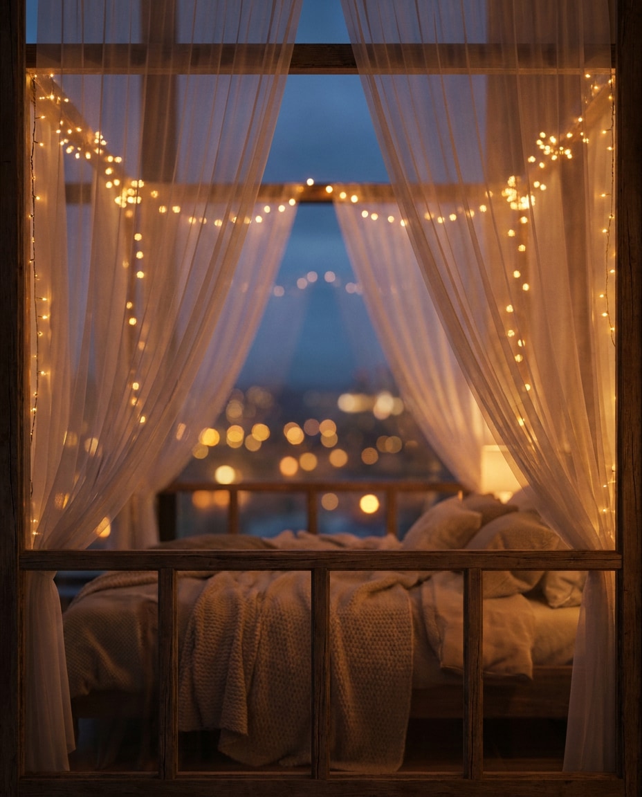Sheer + String Lights AI portrait