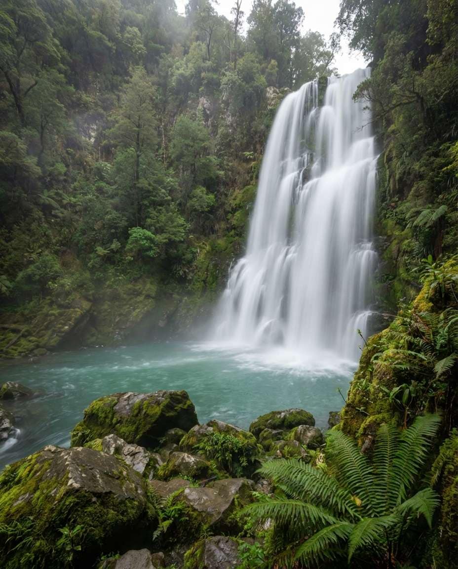 Silky Waterfall AI portrait