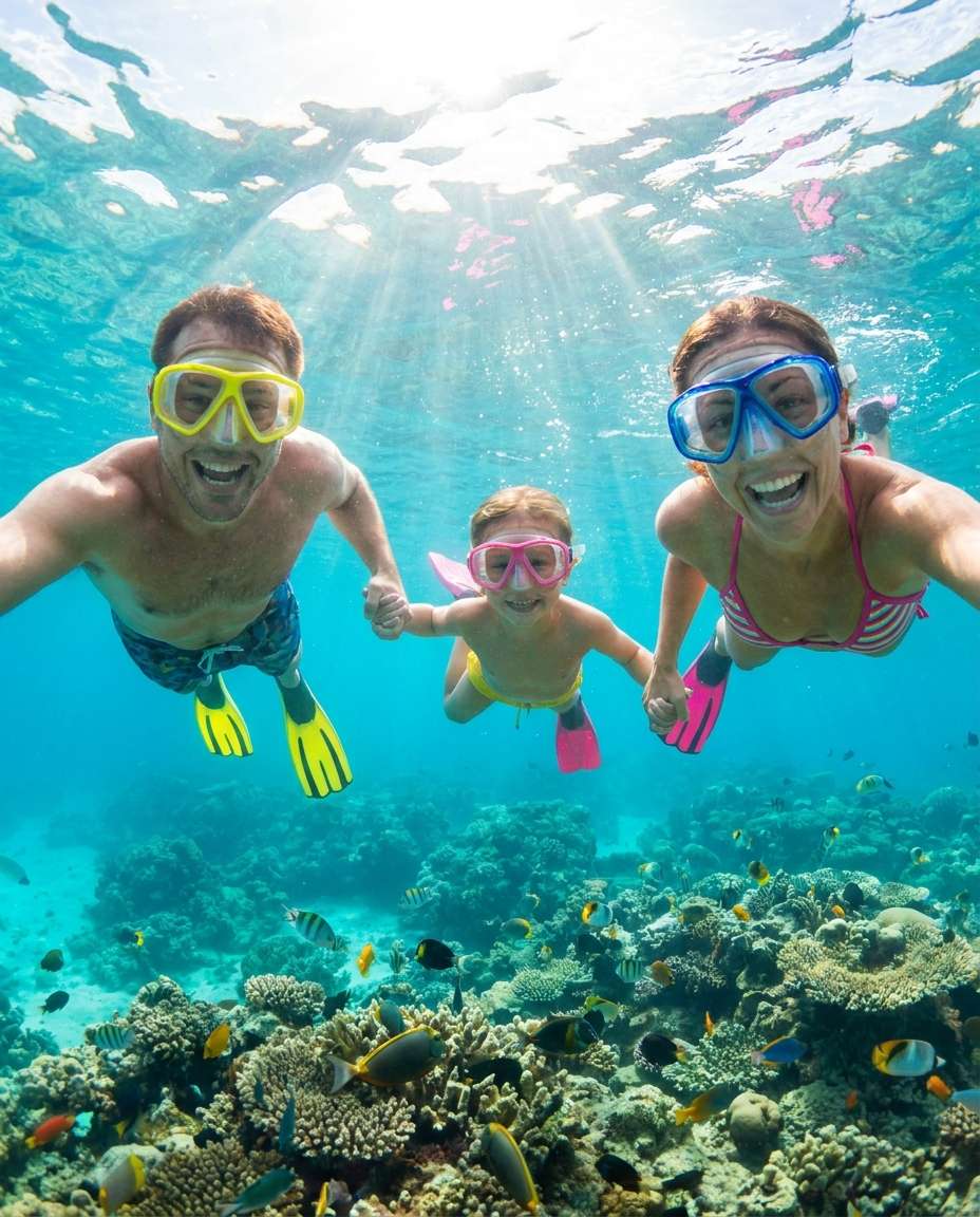 Snorkel Family Joy AI portrait example — Gemini AI Underwater Prompt