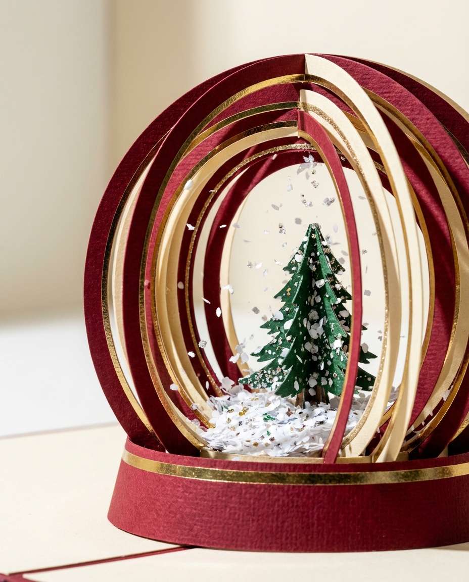 Snow Globe Christmas AI portrait example — AI 3D Pop-up Card Prompt