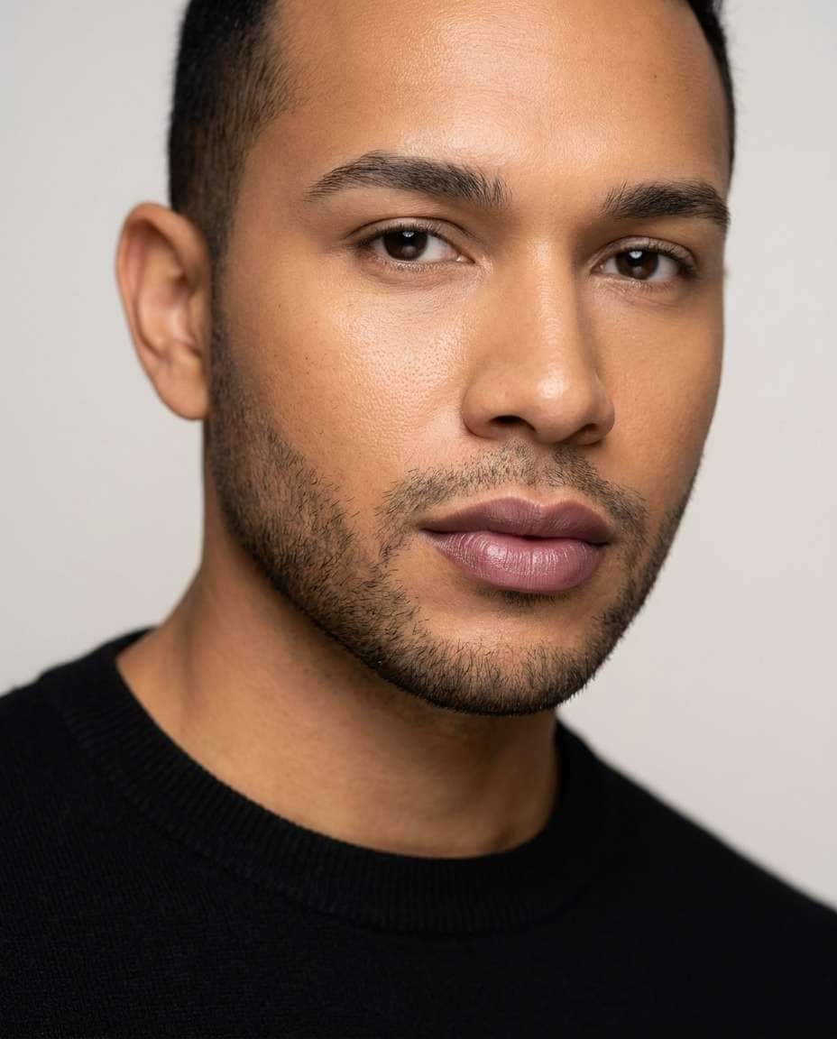 Soft Glam For Men AI portrait example — Gemini Lipstick Prompt