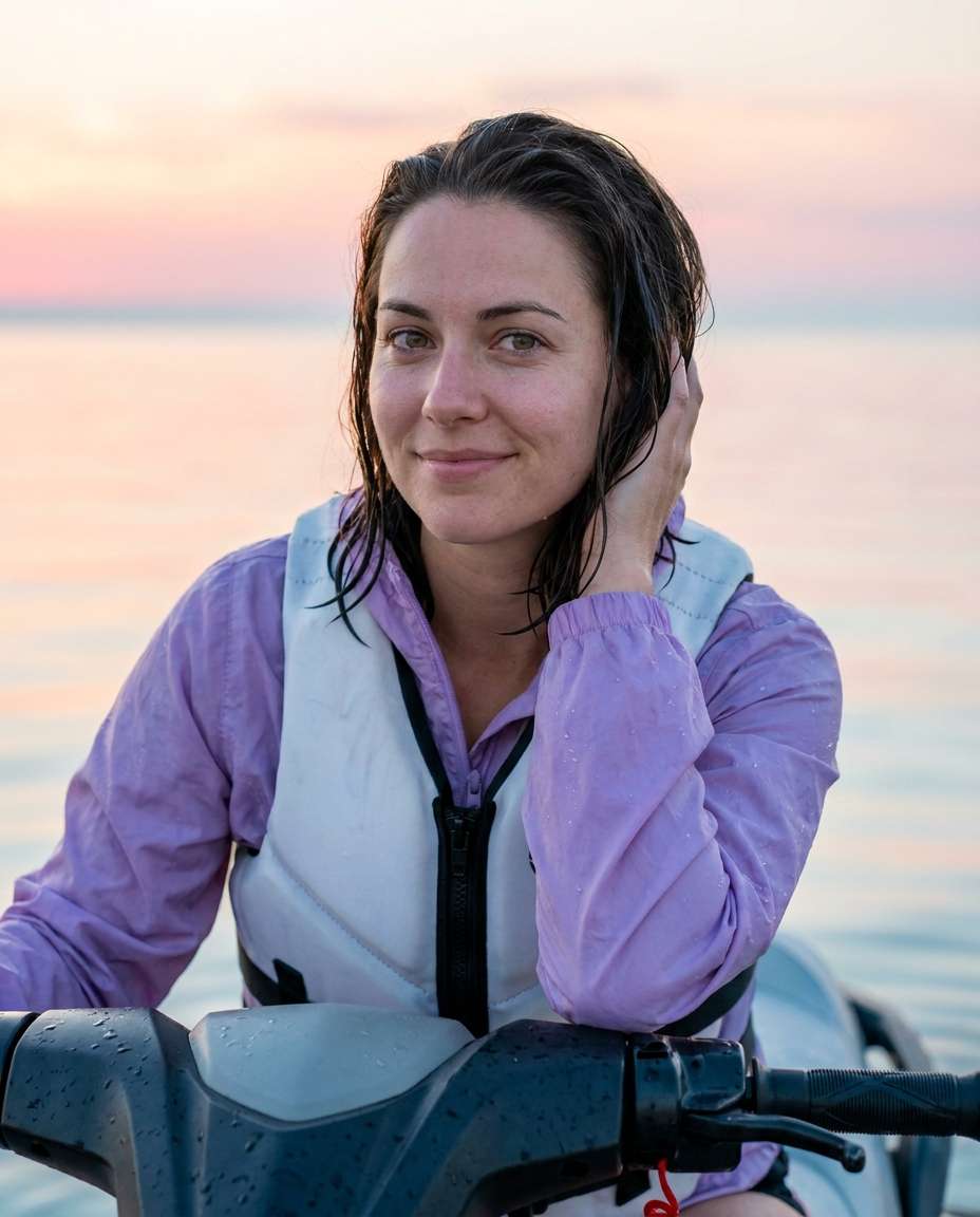 Soft Pastel Morning AI portrait example — Gemini AI Jet Ski Photo Prompts for Cinematic, Realistic Action Shots