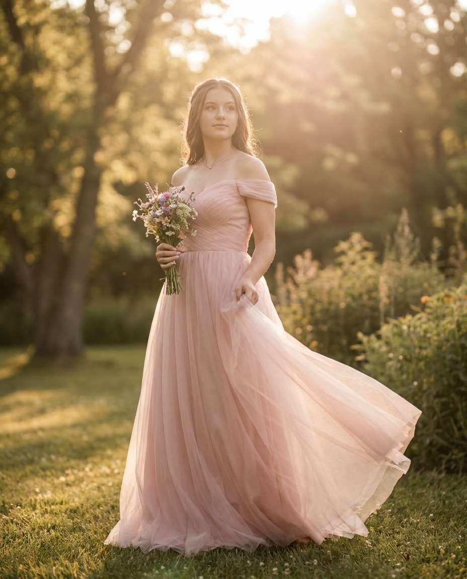 Soft Pastel Tulle AI portrait — Gemini AI Prom Dress Prompt