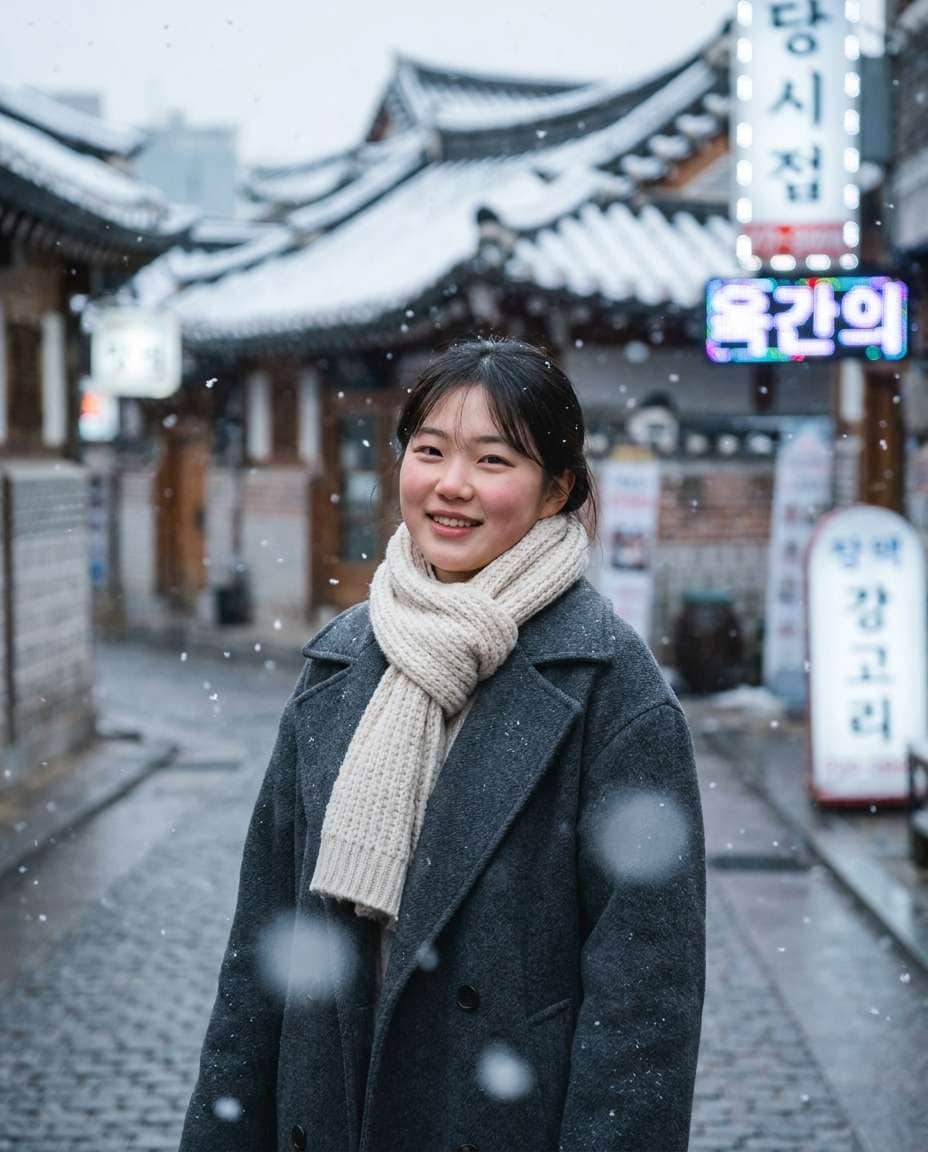 Soft Snowy Day AI portrait