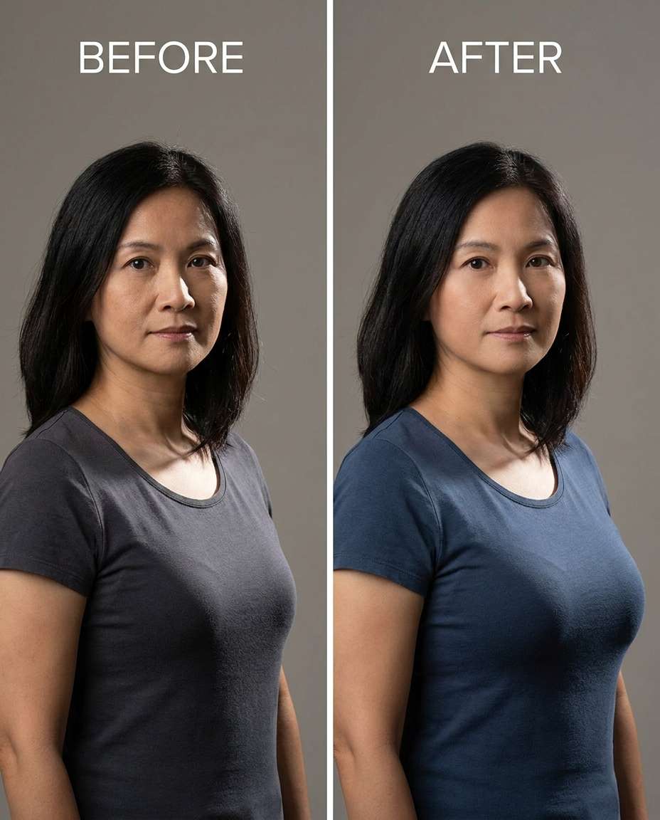 Softened Edge Shadows AI portrait example — AI Breast Expansion Prompts for Gemini & ChatGPT: 25+ natural retouch ideas