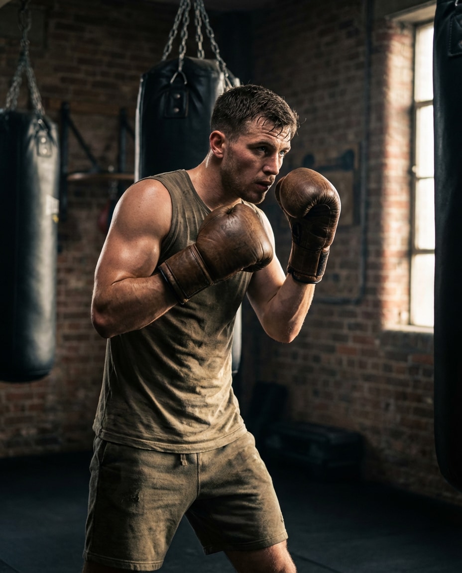 Southpaw Stance AI portrait example — Gemini AI Boxing Photo Prompts