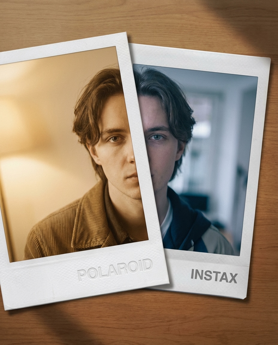 Split Polaroid Diptych AI portrait — AI Split Photo Prompt