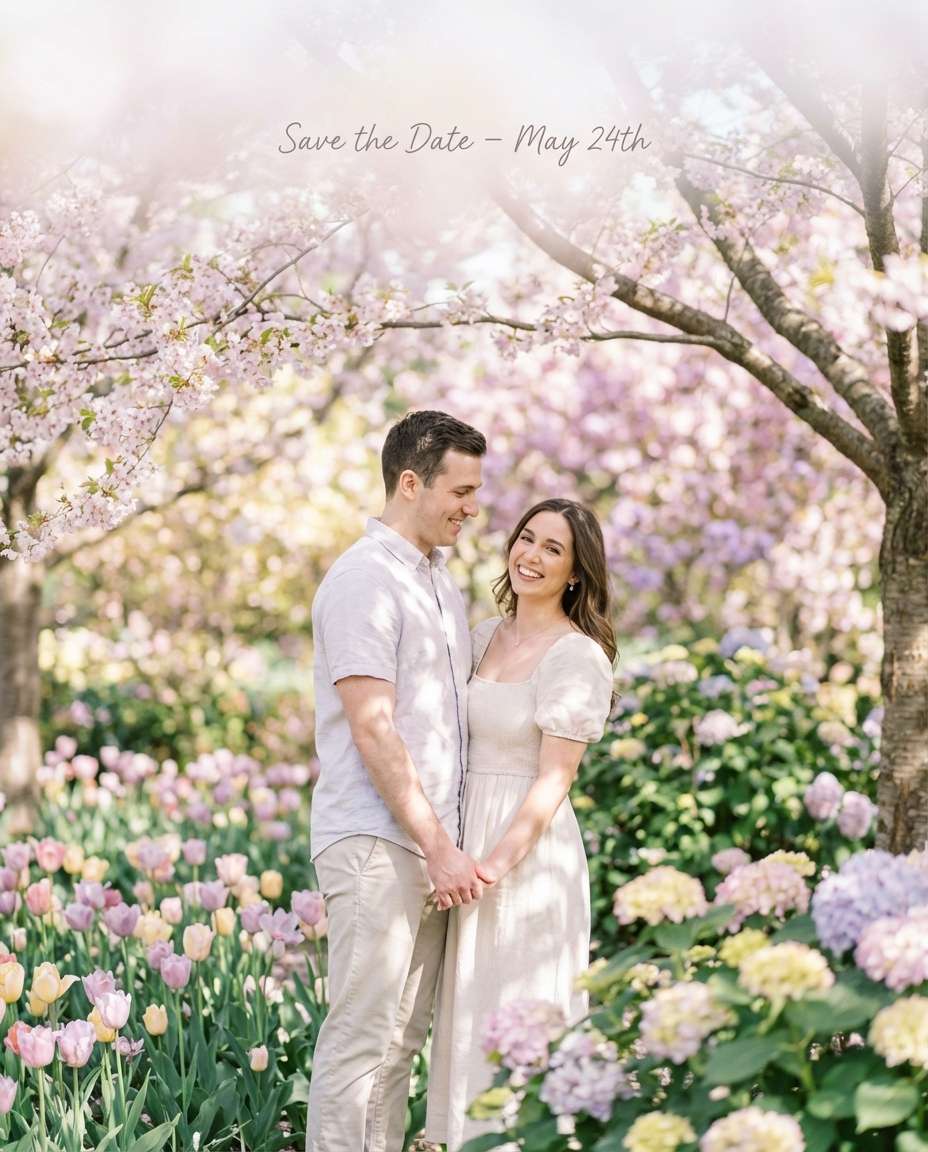Spring Garden Portrait AI portrait — Gemini AI Save The Date Prompt