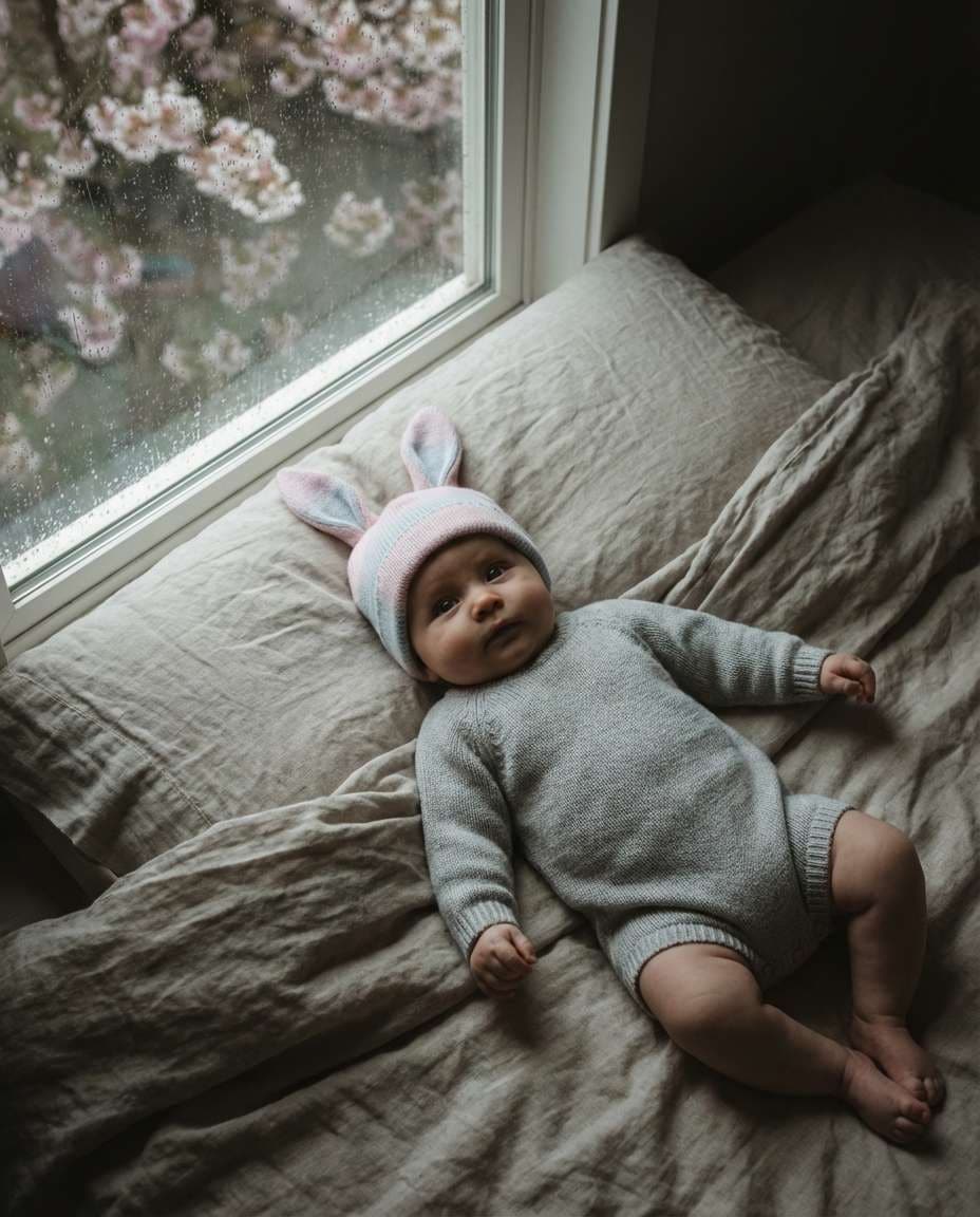 Spring Rain Window AI portrait example — AI Easter Baby Photography Prompt