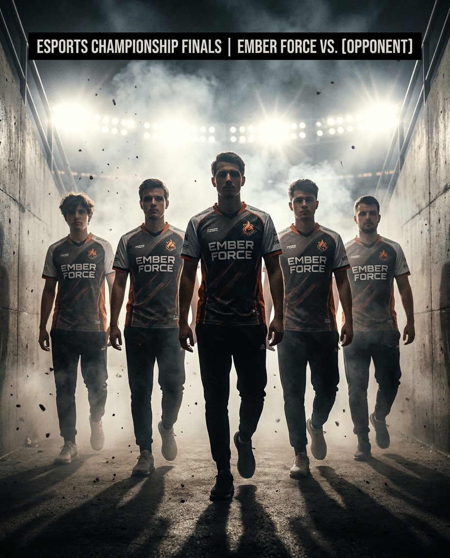 Squad Walk In AI portrait — Gemini AI Esports Poster Prompts