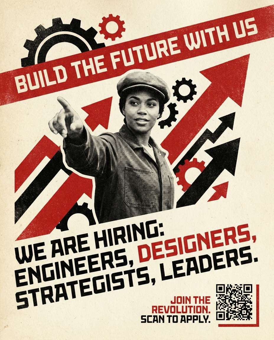 Startup Hiring Call AI portrait — Gemini & ChatGPT AI Constructivism Poster Prompts