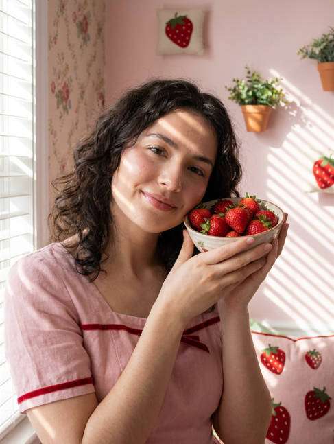 Strawberry Aesthetic Portrait AI portrait example — Strawberry Aesthetic Prompts for Gemini & ChatGPT