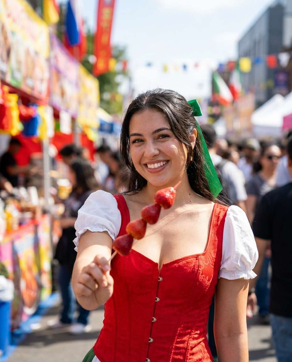 Strawberry Festival Outfit AI portrait — Strawberry Aesthetic Prompts for Gemini & ChatGPT