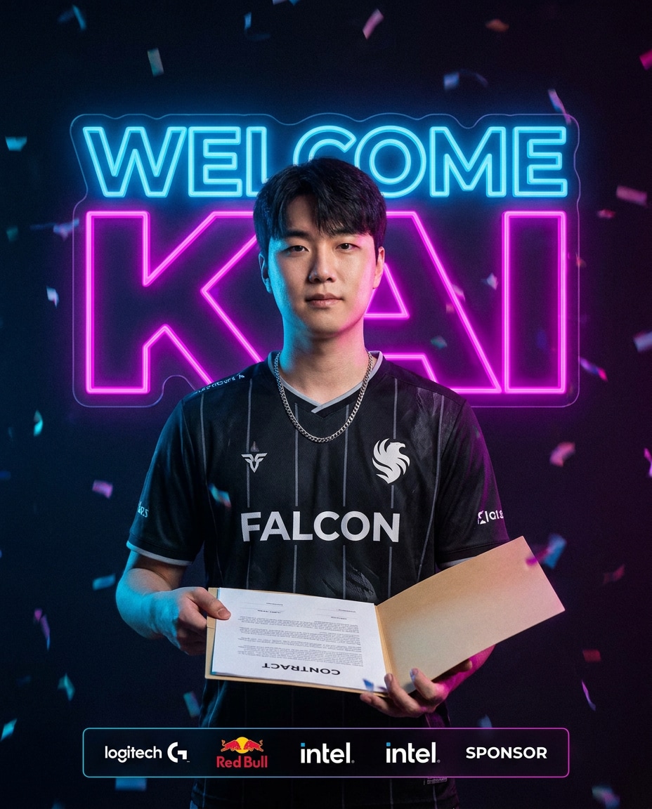 Streamer Team Announcement AI portrait — Gemini AI Esports Poster Prompts