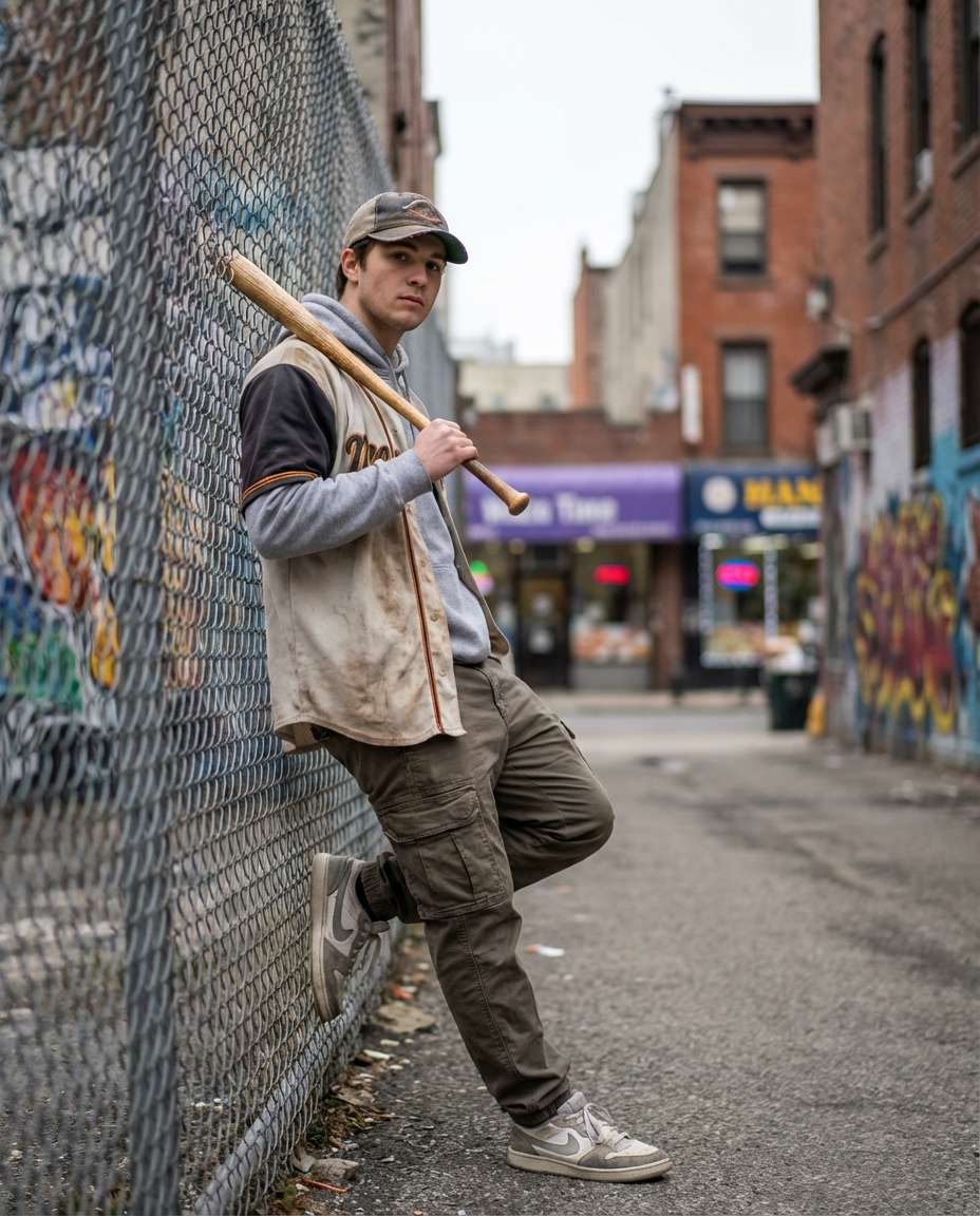 Street Baseball Style AI portrait — Gemini AI Baseball Photo Prompts