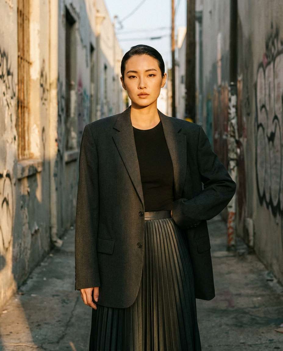 Street Fashion Editorial AI portrait — Gemini AI Korean Style Prompt