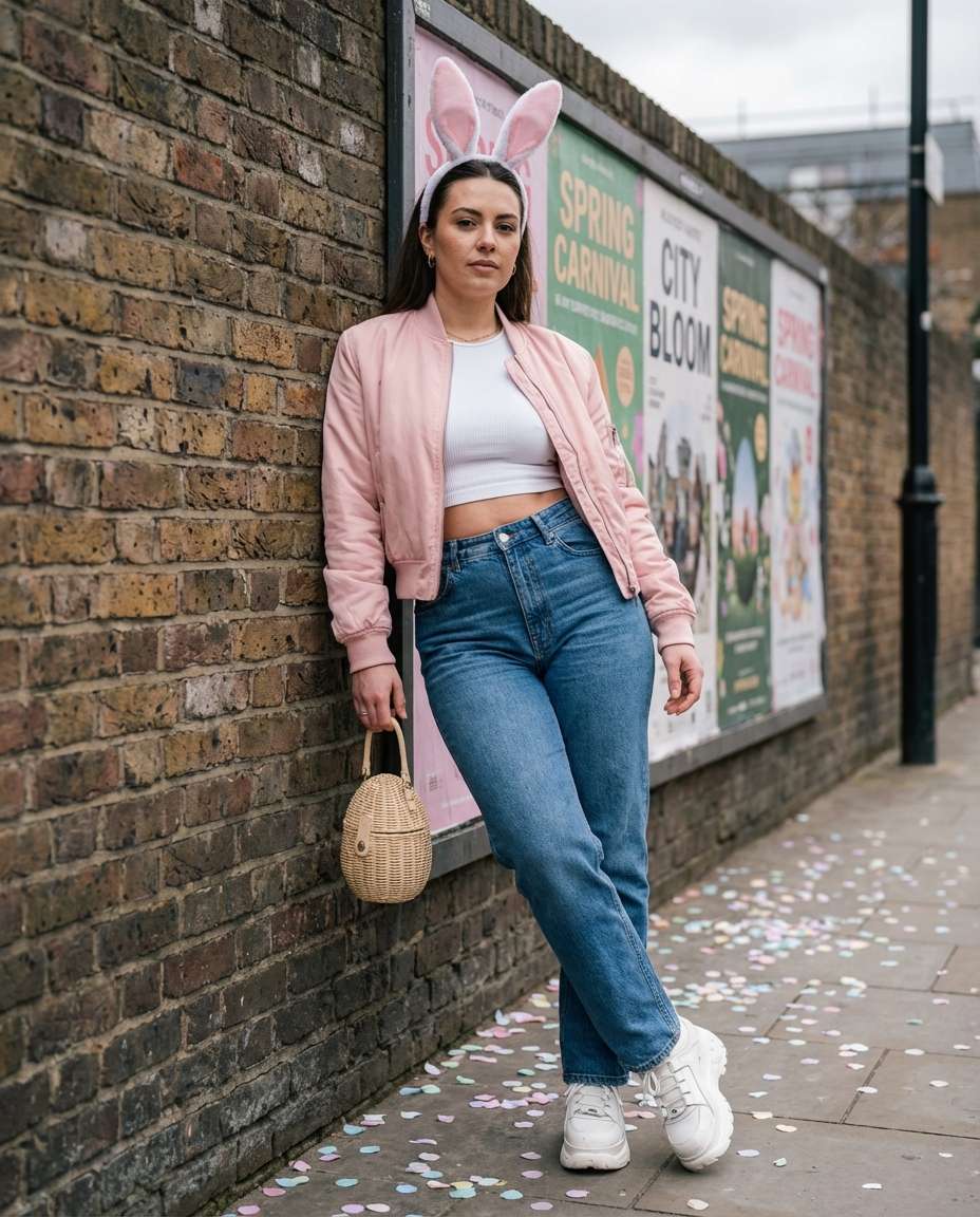 Street Style Bunny AI portrait example — AI Easter Bunny Photography Prompt