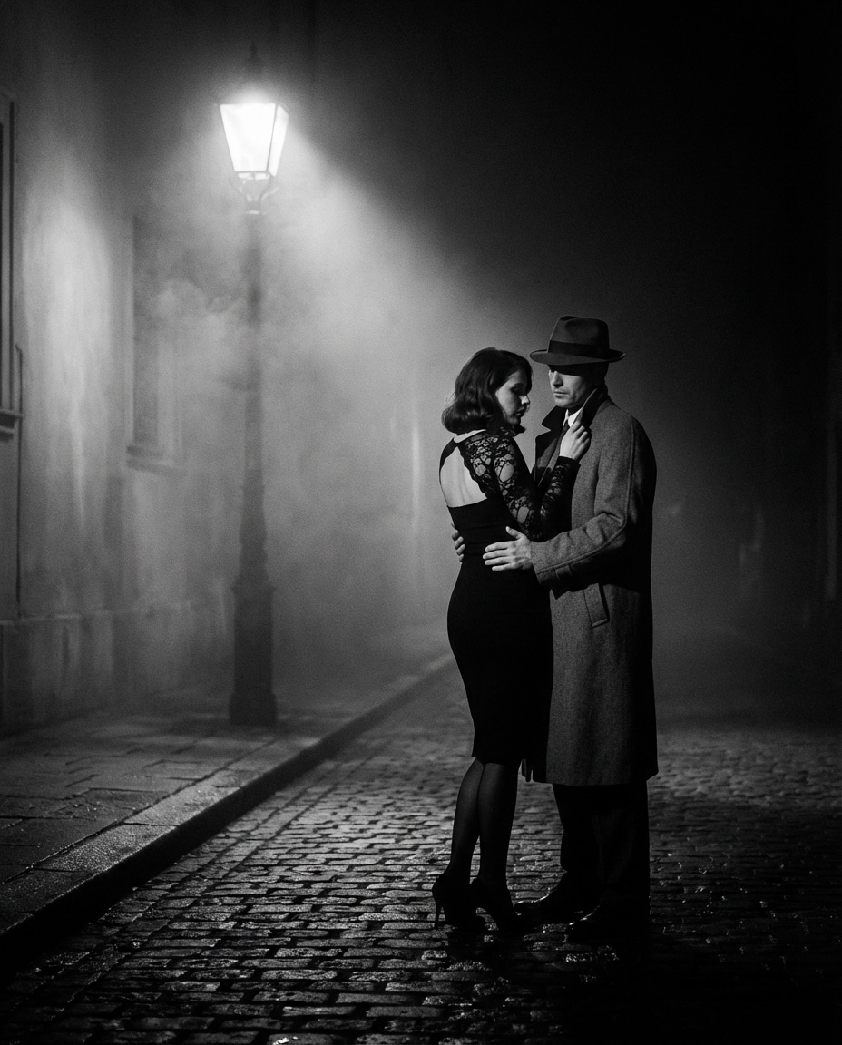 Streetlight Silhouette AI portrait — Gemini AI Hot Dress Couple Prompt
