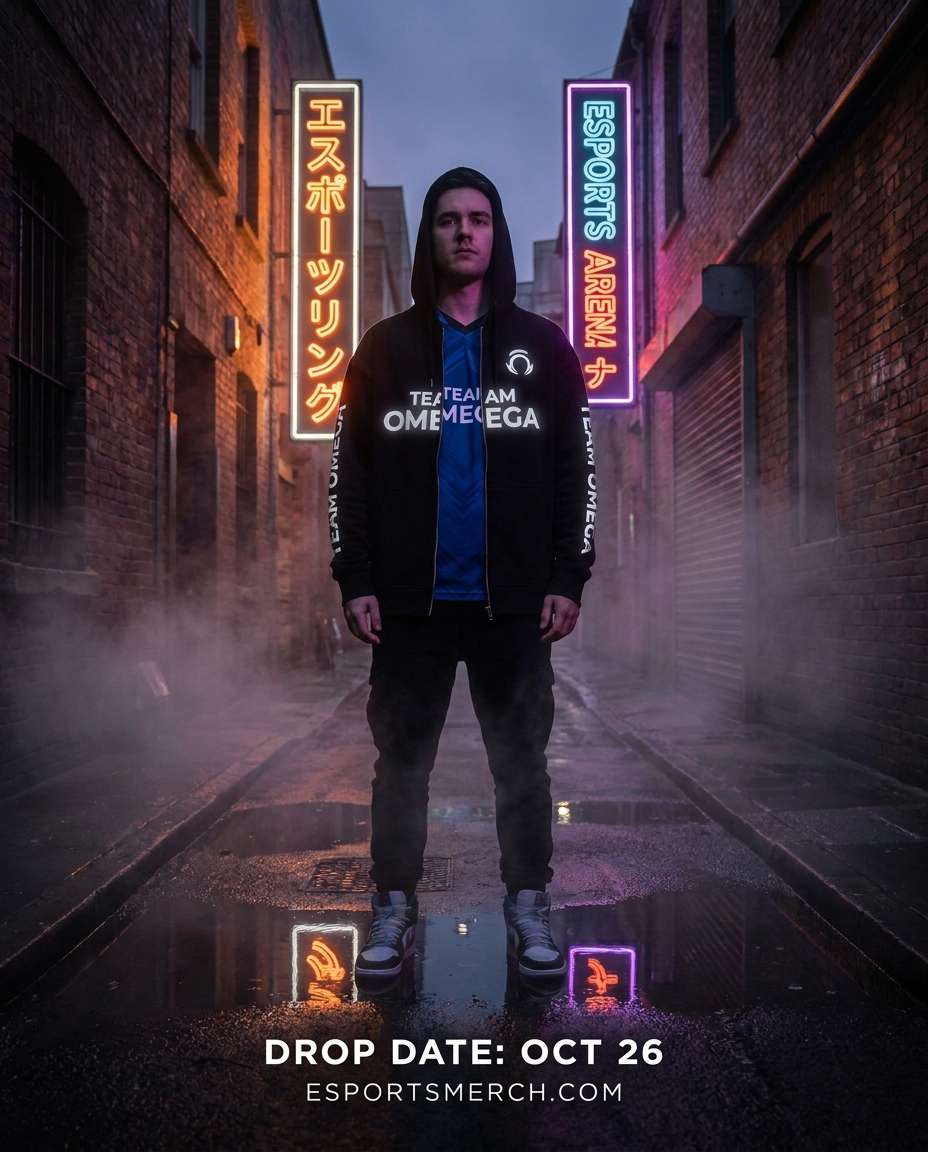 Streetwear Team Drop AI portrait — Gemini AI Esports Poster Prompts
