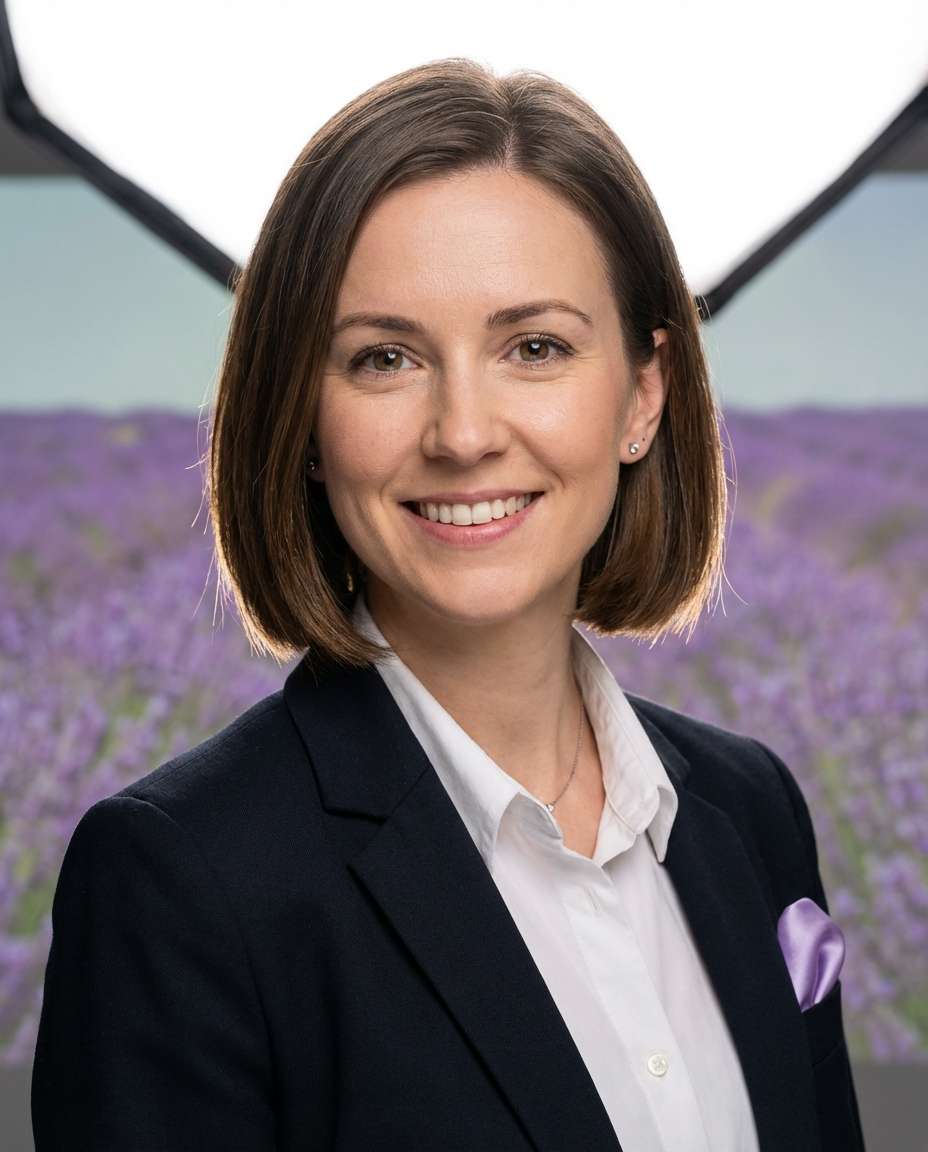 Studio Lavender Backdrop AI portrait example — AI Lavender Field Photo