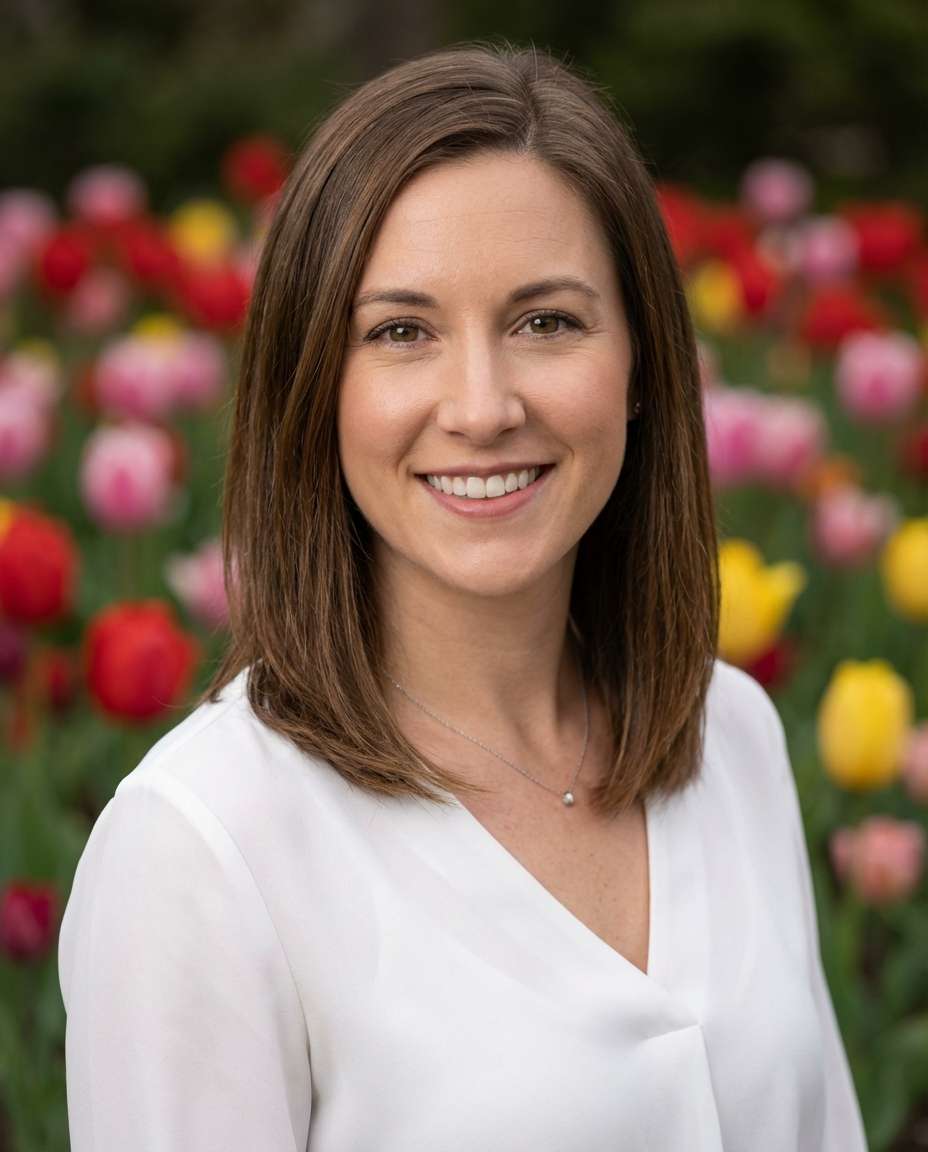Studio-Lit Tulip Backdrop AI portrait example — AI Tulip Garden Photography Prompt