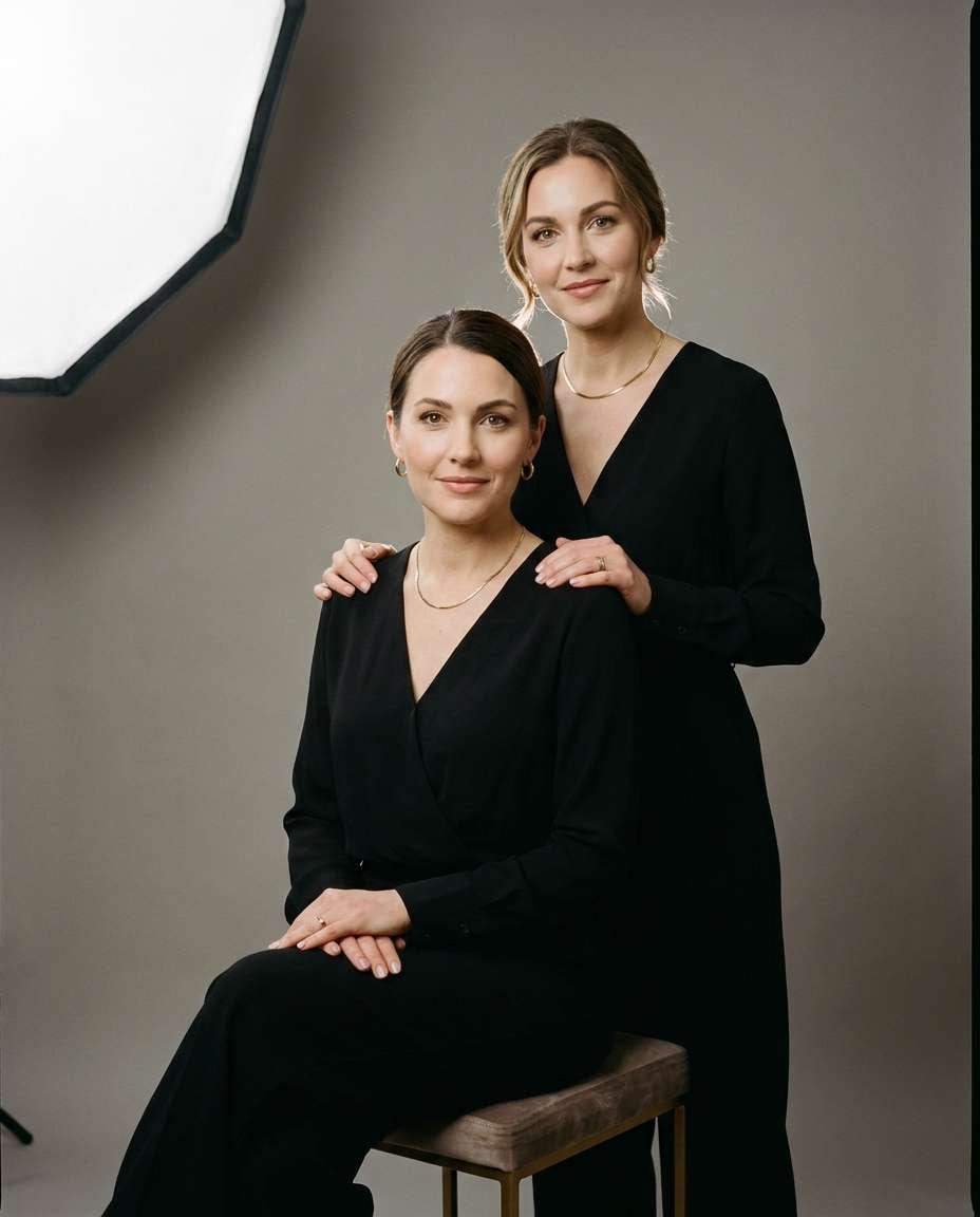 Studio Soft Glam AI portrait — Gemini Prompt for Sisters