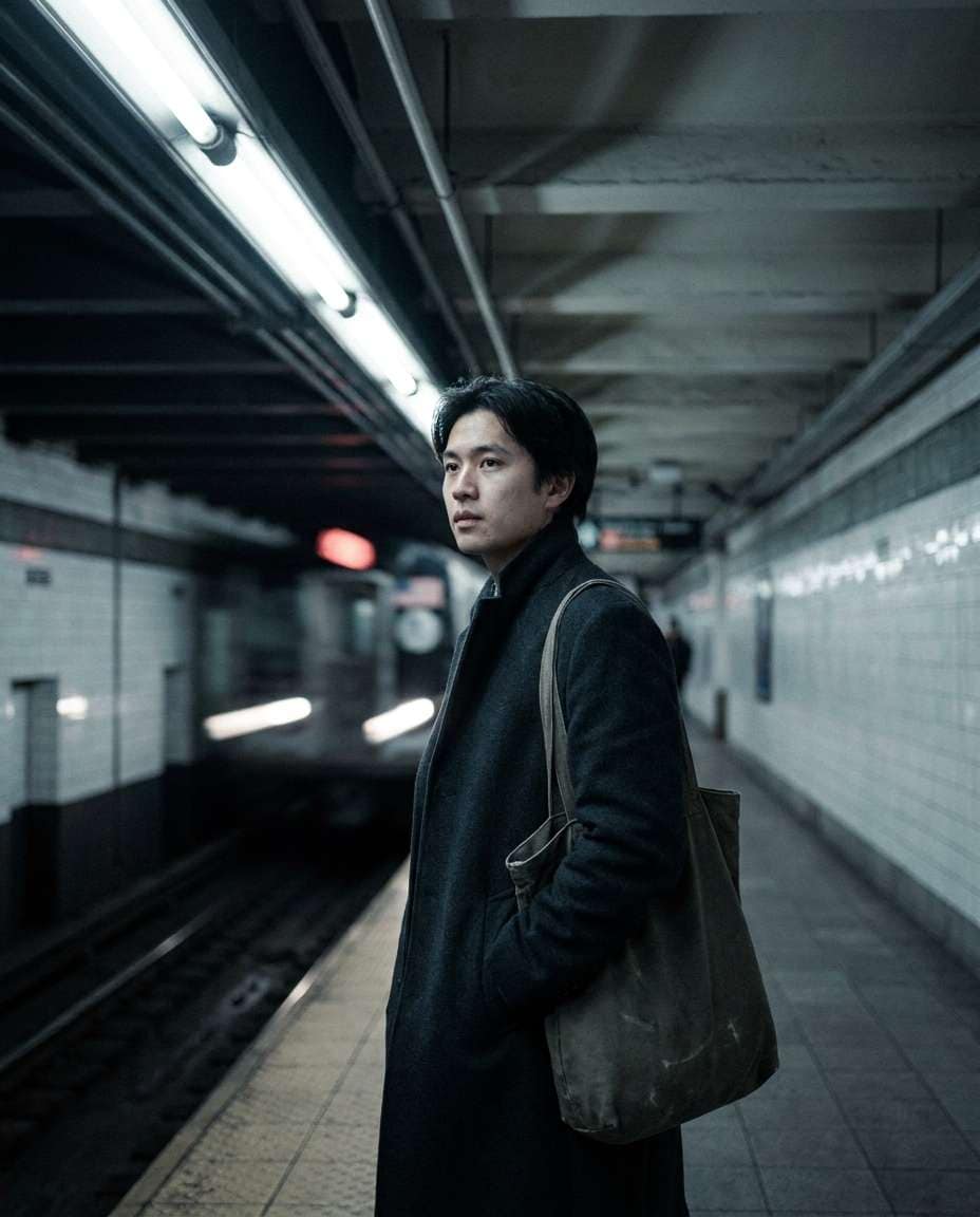 Subway Platform Shot AI portrait — Gemini AI Korean Style Prompt