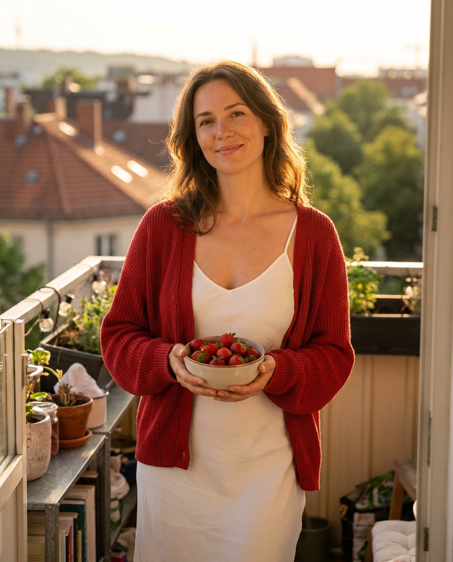 Sunlit Balcony Berries AI portrait