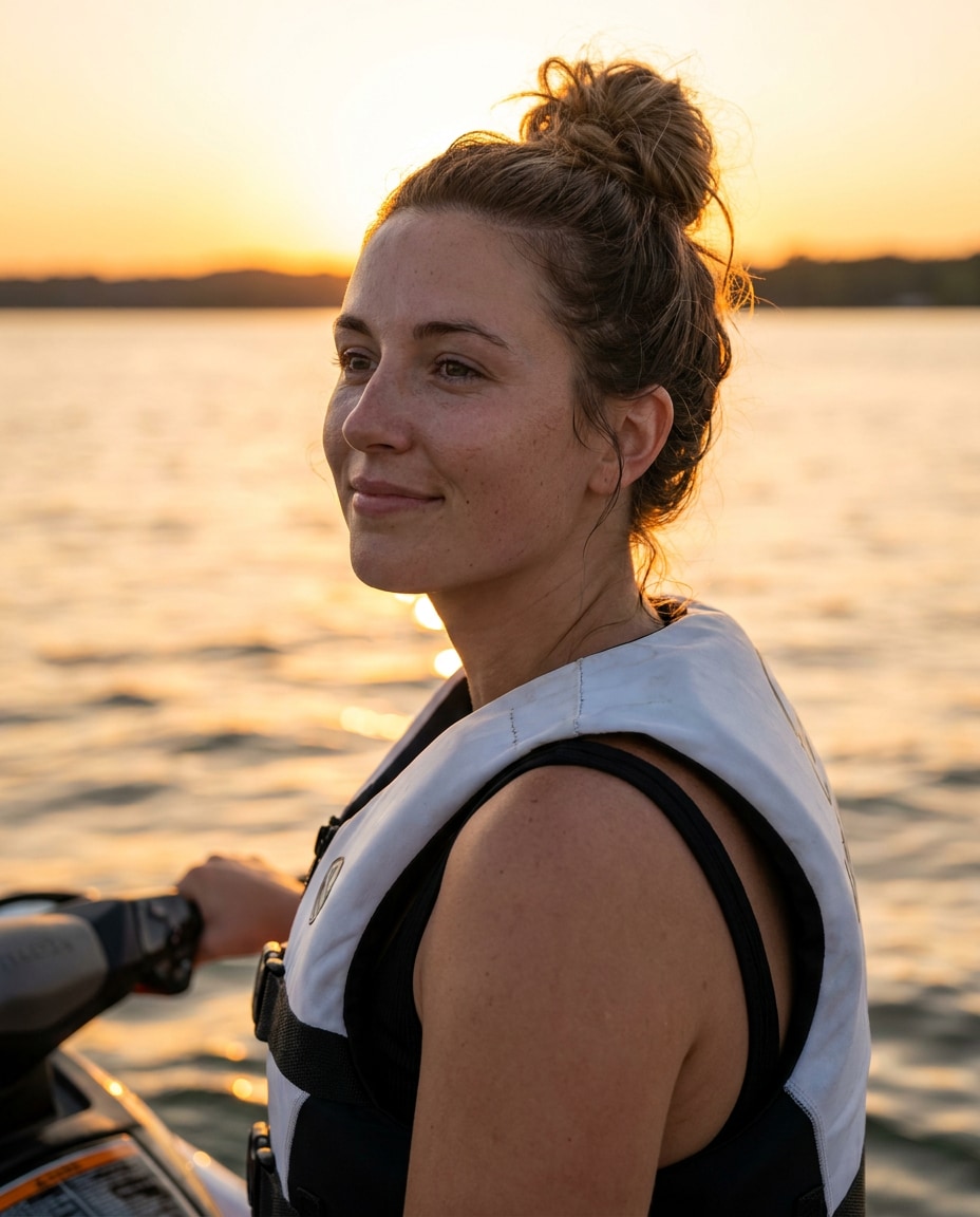 Sunset Silhouette Rim AI portrait example — Gemini AI Jet Ski Photo Prompts for Cinematic, Realistic Action Shots