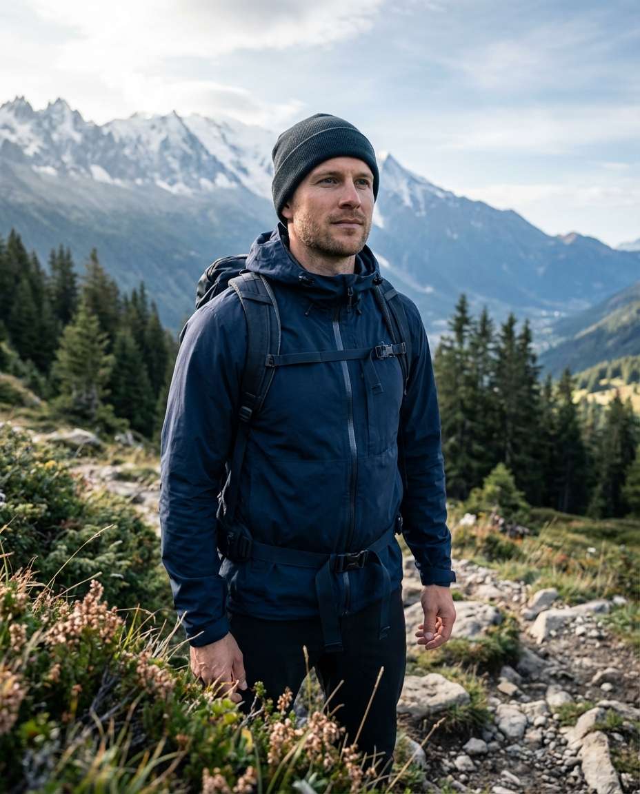 Swiss Alpine Hike AI portrait example — AI Travel Photography Prompt