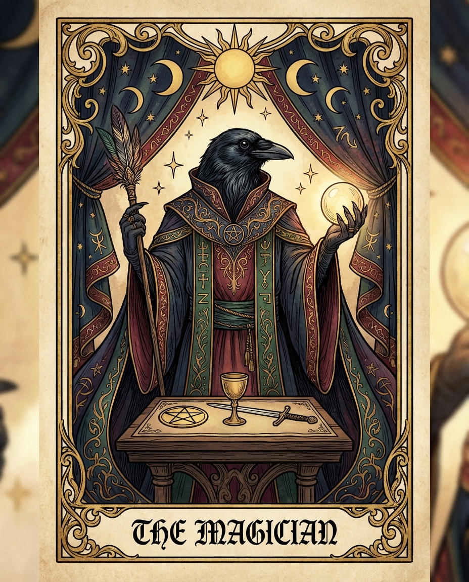 Tarot Card Design AI portrait example — Gemini AI Furry Prompt