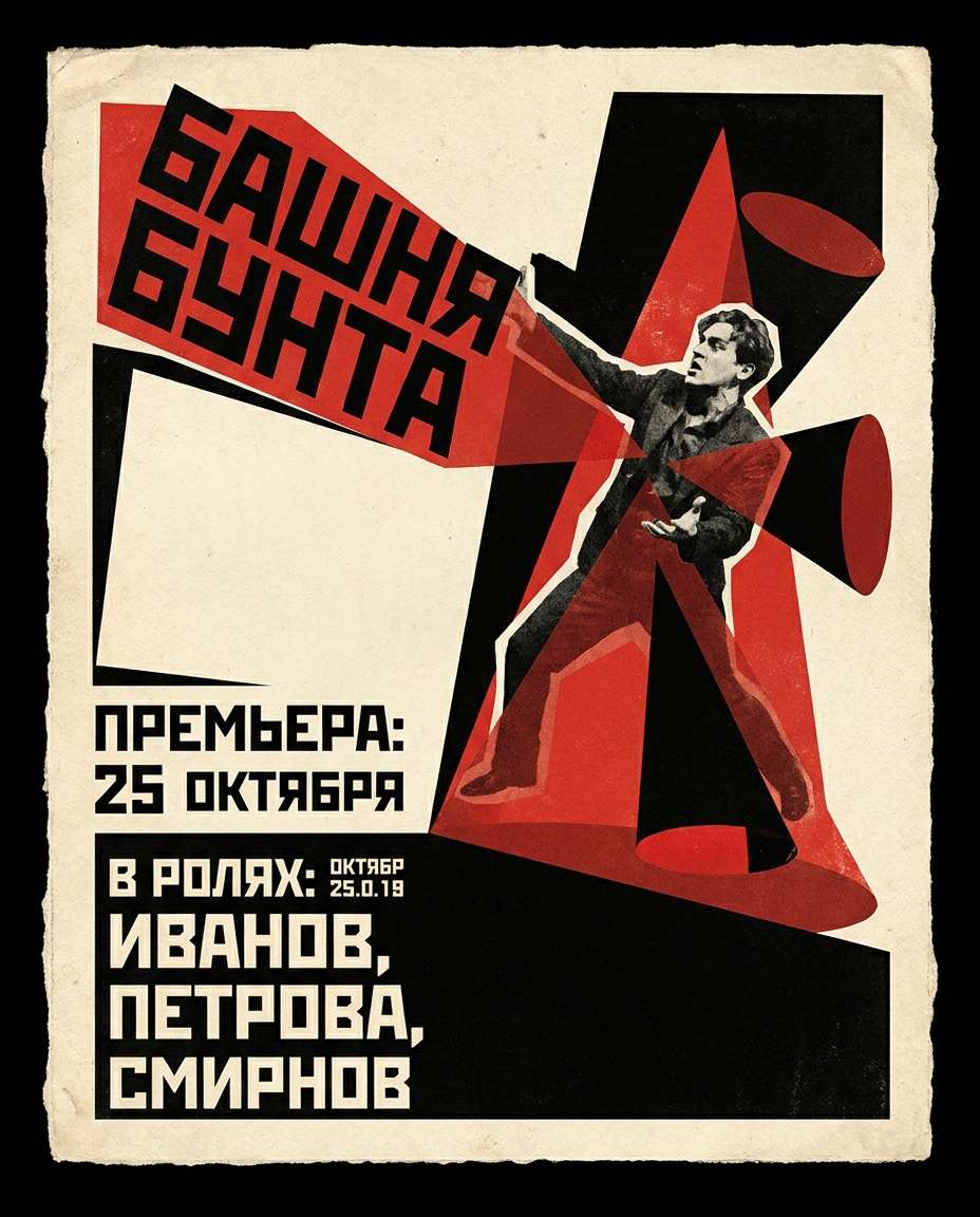 Theater Premiere Poster AI portrait — Gemini & ChatGPT AI Constructivism Poster Prompts