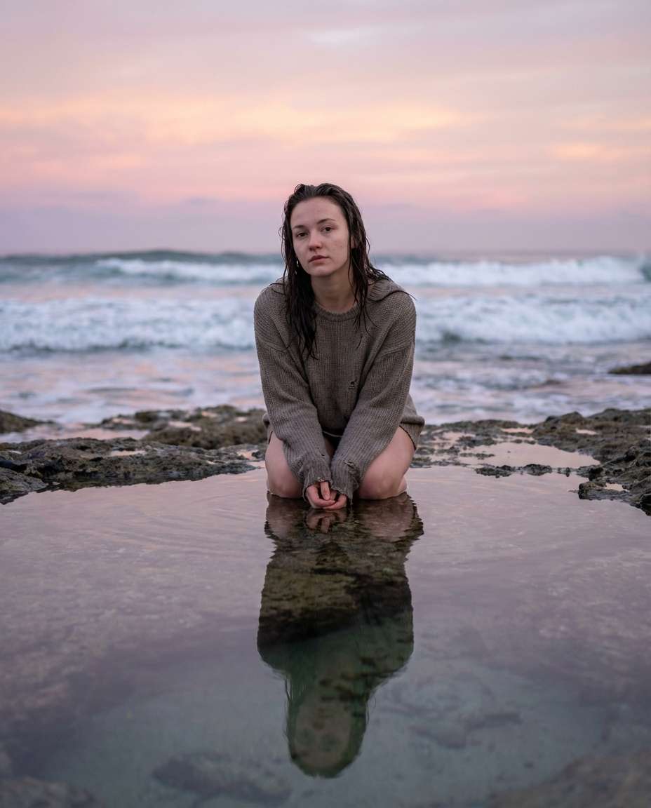 Tide Pool Reflection AI portrait — Gemini AI Prompt Sza Over The Sea