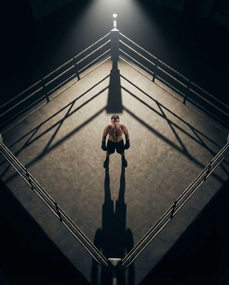 Top Down Ring AI portrait — Gemini AI Boxing Photo Prompts