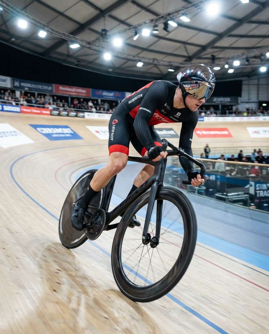 Track Cycling Velodrome AI portrait example — Gemini AI Cyclist Photo Prompts
