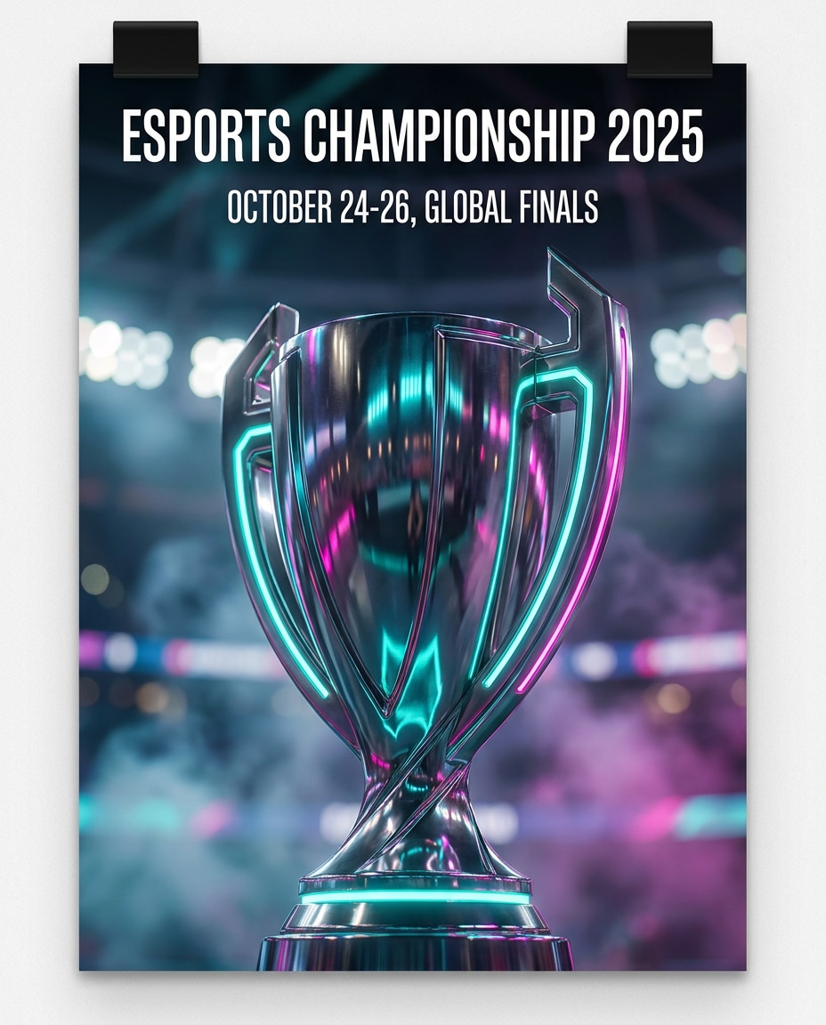 Trophy Macro Glam AI portrait — Gemini AI Esports Poster Prompts