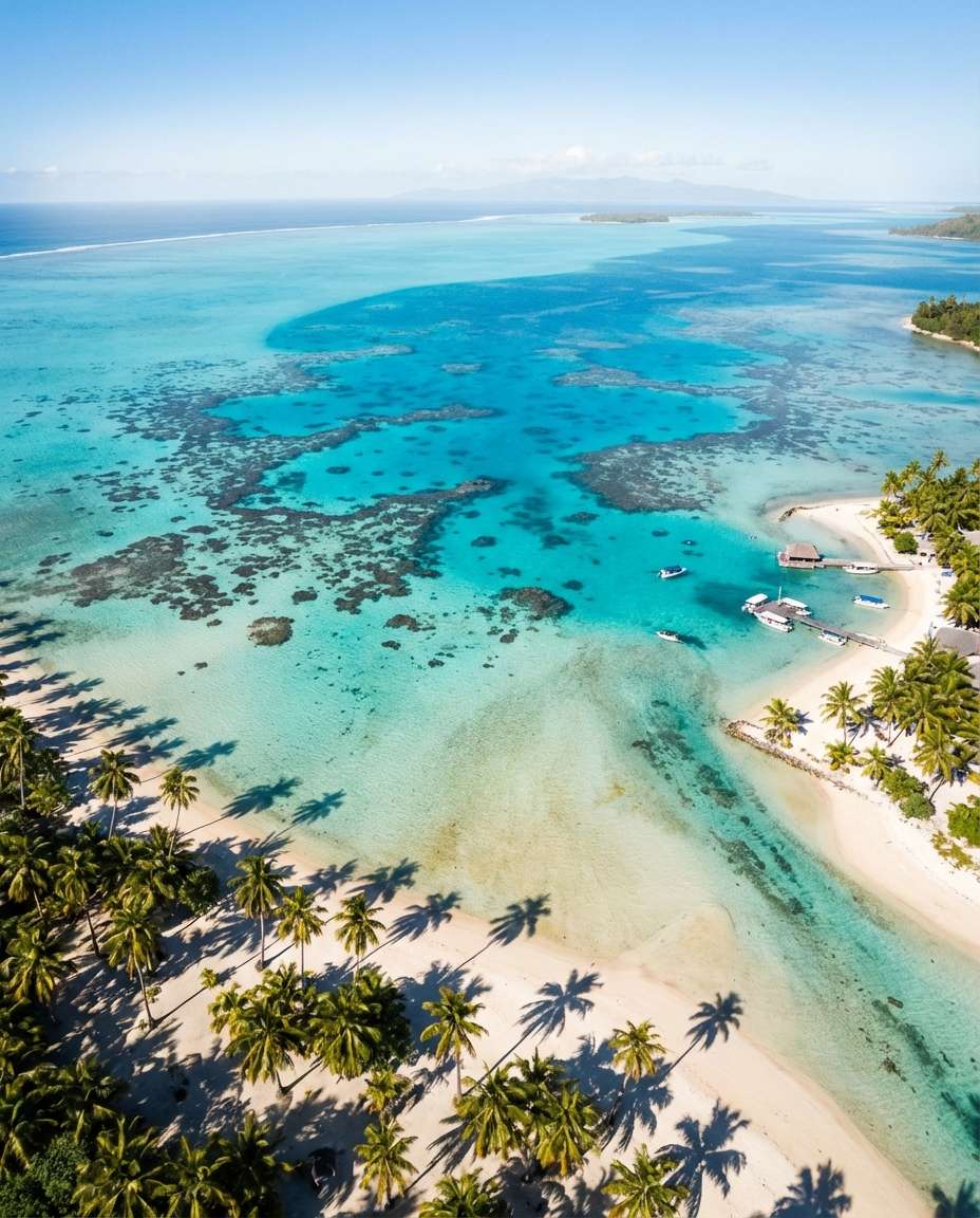 Tropical Lagoon Aerial AI portrait example — Gemini AI Landscape Photo Prompt