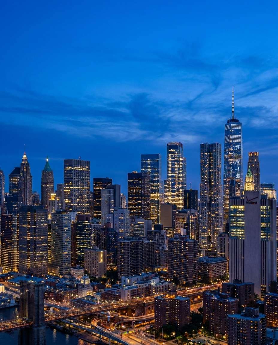 Twilight Skyline Vista AI portrait — Gemini AI Blue Hour Photo Prompt
