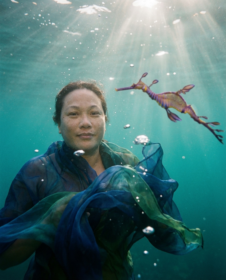 Underwater Sea Dragon AI portrait example — Gemini AI Dragon Photo Prompt