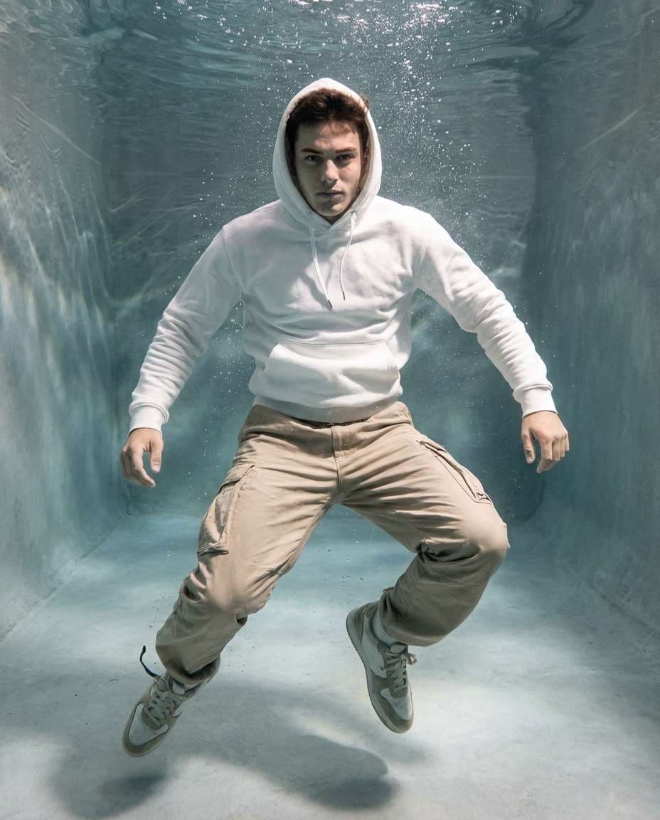 Underwater Streetwear AI portrait example — Gemini AI Underwater Prompt