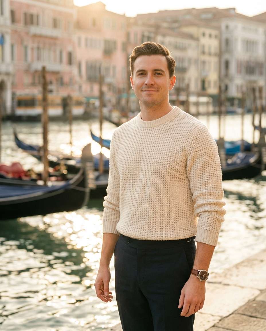 Venice Canal Portrait AI portrait example — AI Travel Photography Prompt