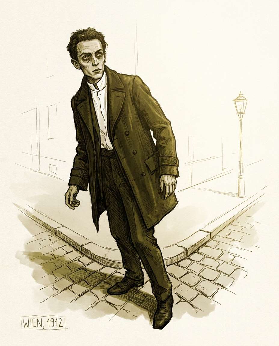 Vienna Street Pose AI portrait example — Gemini & ChatGPT AI Egon Schiele Art Prompts