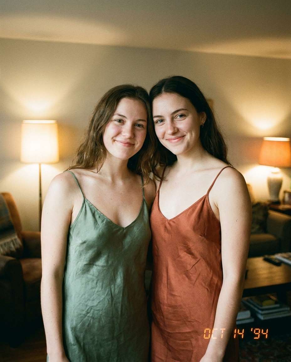 Vintage Film Look AI portrait — Gemini Prompt for Sisters